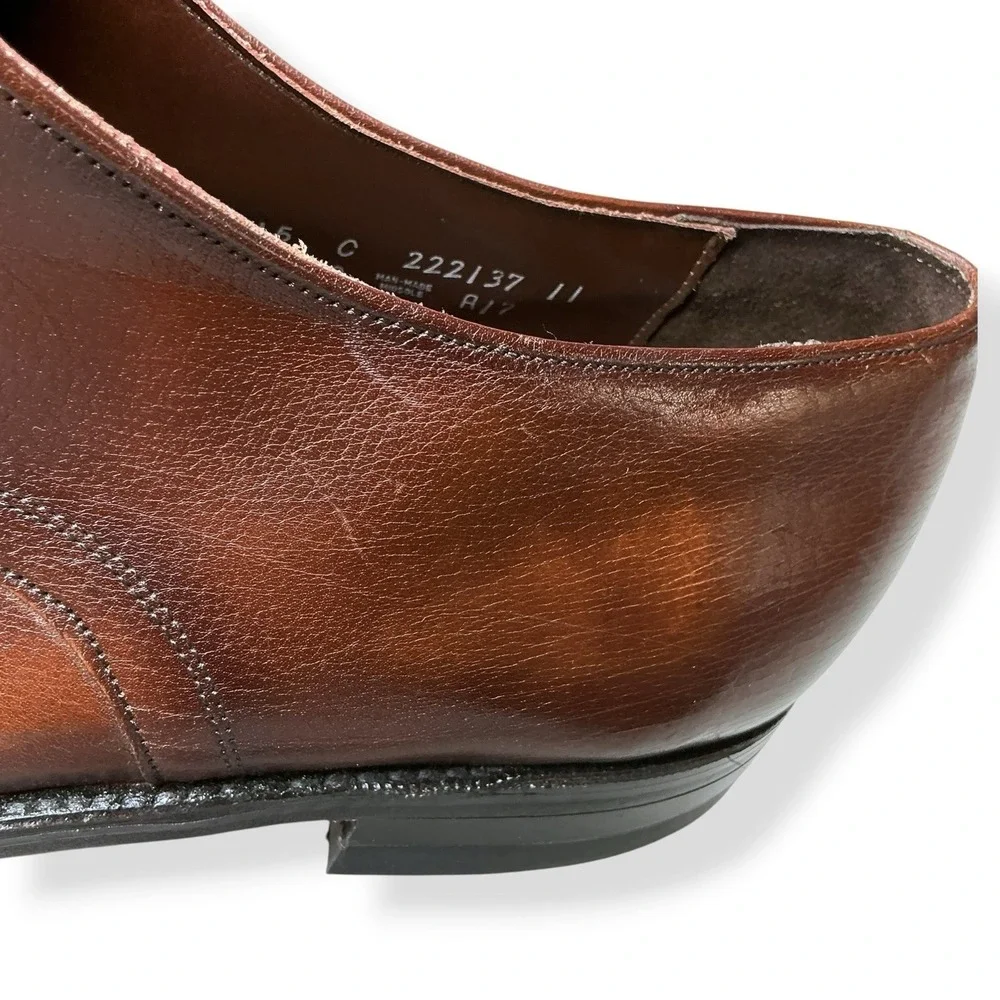 Freeman Free Flex Shoes Men 15 C Brown Leather Moc Apron Toe Lace Dress Narrow